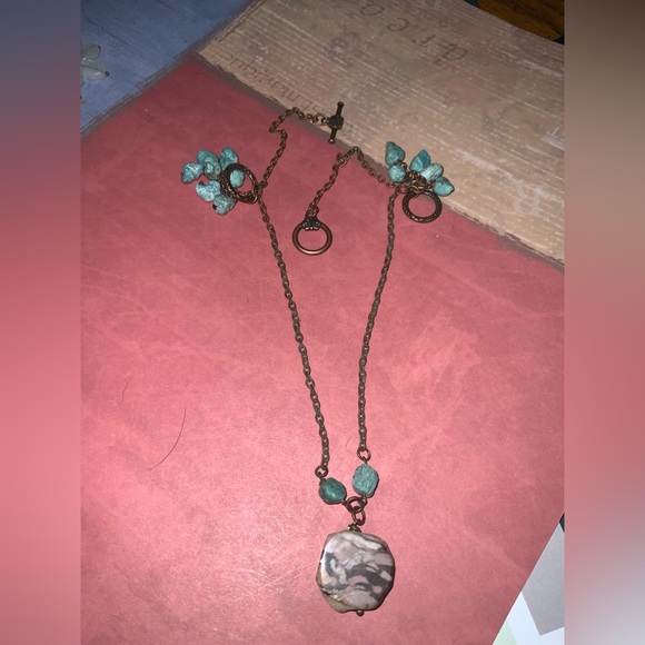 Vintage Handmade Bohemian Authentic Turquoise & Jasper Copper Necklace - Picture 13 of 13